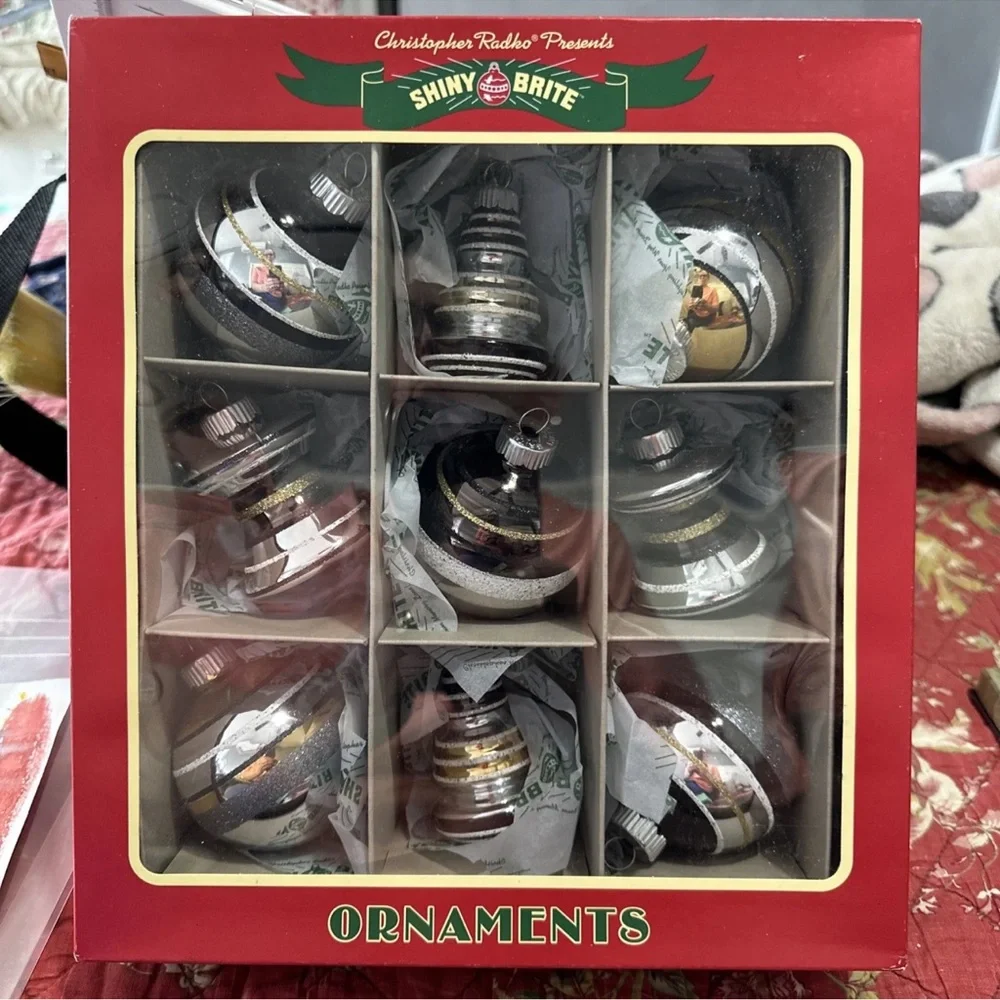 NEW RADKO SHINY BRITE Silver and Gold Glass Christmas Ornaments - 9